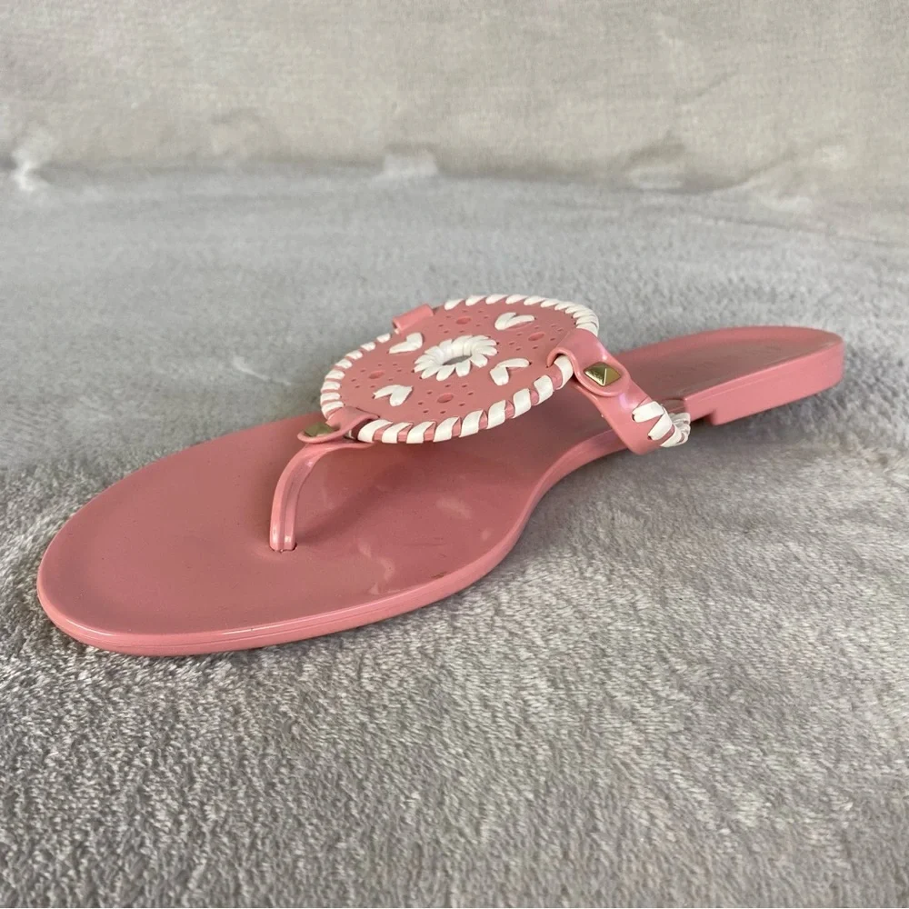 Jack Rogers Georgica Womens Flip Flop Sandals Size 9 Rose Pink White Jelly